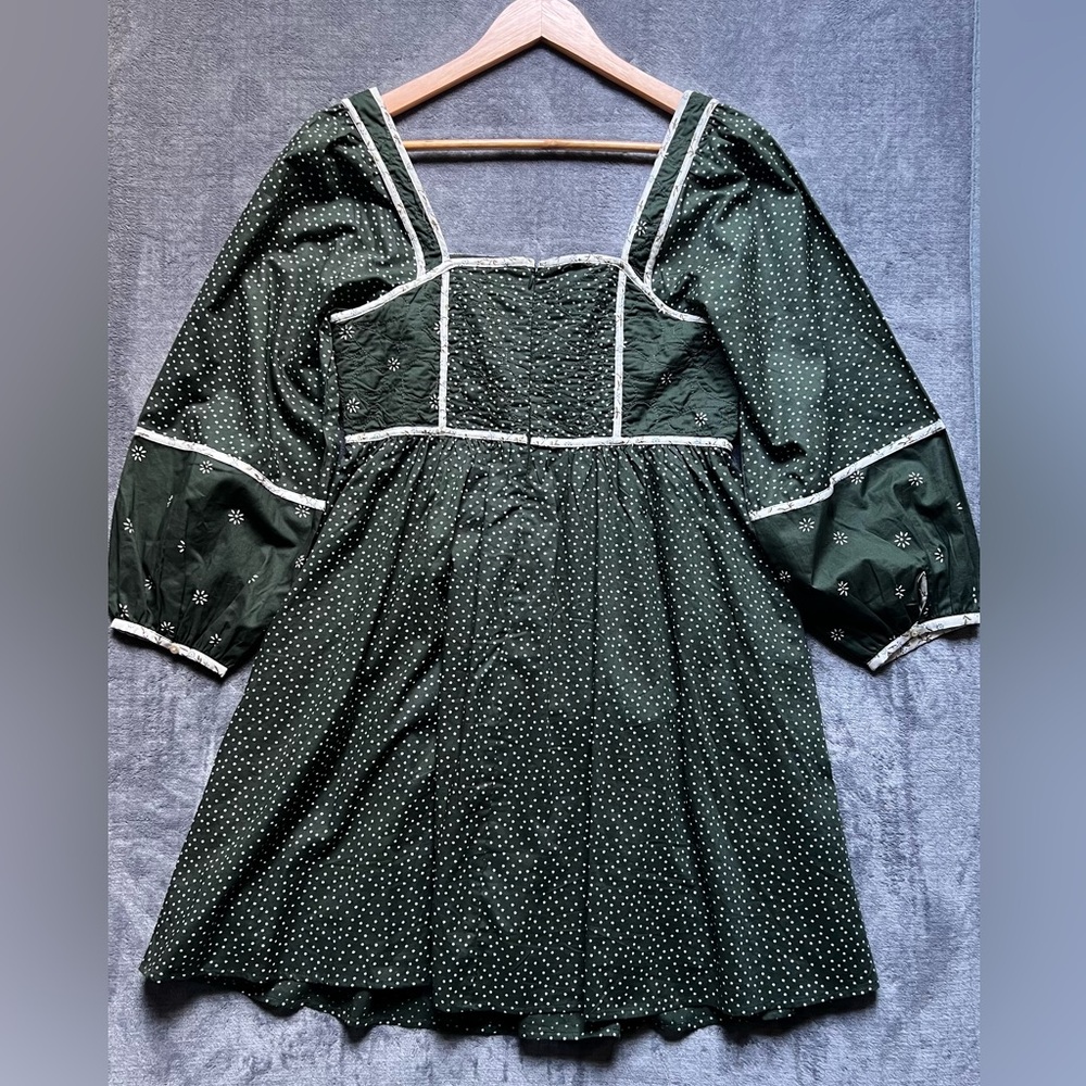 NEW Madewell Simi Patchwork Mini Dress Sz 2 Green White Boho Garden Puff Sleeve - Picture 15 of 16